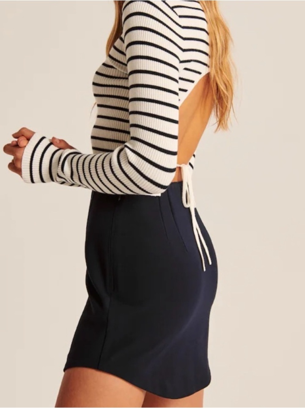 Abercrombie & Fitch Dark Navy Curved-Hem Mini Skirt